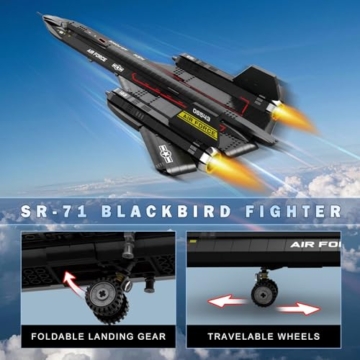 Reobrix SR-71 Blackbird Aufklärungsjet Bauset, 33041 Militärflugzeug-Bausätze, Deko oder Sammlung, Flugzeug-Spielzeuggeschenke für Kinder 14+, Erwachsene und Militärfans (1775+ Stücke) - 4