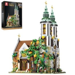 Reobrix St. Andreaskirche Architektur Bausatz mit LED Leuchten, MOC Straßenbausatz zum Sammeln 66023, Bausatz für Baumodelle, Heimbüro Dekor, Geschenkidee für Erwachsene und Jugendliche (3087 Teile) - 1