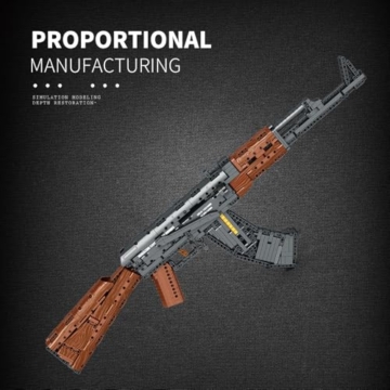 Reobrix Technik AK-47 Baukasten Set,1366 Stück Assault Rifle Construction Set, Moc Militärwaffe Technologie Gewehr Modell Mit Schießfunktion Baustein - 3