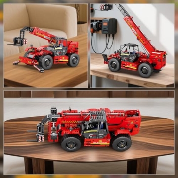 Reobrix Teleskoparm-Gabelstapler-Bausteinset mit Motor, RC-Kran-Mechanisches Modell, Ferngesteuerter Traktor, Technic-LKW-Spielzeug für Erwachsene, MOC-Bauspielzeug, Ideen für Jungen ab 14 + - 3
