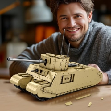 Reobrix TOG II Panzer Bausatz für Erwachsene, Modellbausatz aus Klemmbausteinen Militär, Lizenzierte World of Tanks, WW2 Militärisches Britisches Tank Bauset Bausteine Set 77032 (1427 Teile) - 6