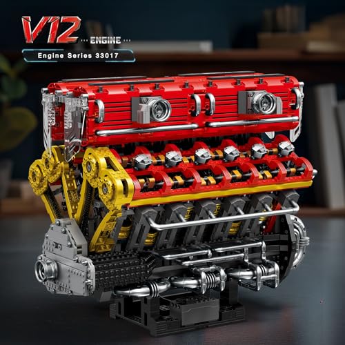 Reobrix V12 Motor Baustein Set für Erwachsene 33017 Sportwagen Motor Modellbausatz, Technic Elektromotor Modellbausatz mit Konstruktionsspielzeug, Geschenk für Erwachsene und Jugendliche - 2
