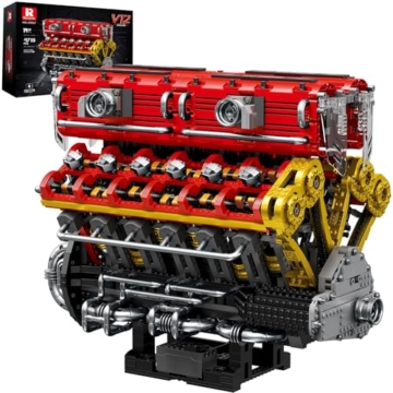 Reobrix V12 Motor Baustein Set für Erwachsene 33017 Sportwagen Motor Modellbausatz, Technic Elektromotor Modellbausatz mit Konstruktionsspielzeug, Geschenk für Erwachsene und Jugendliche - 1