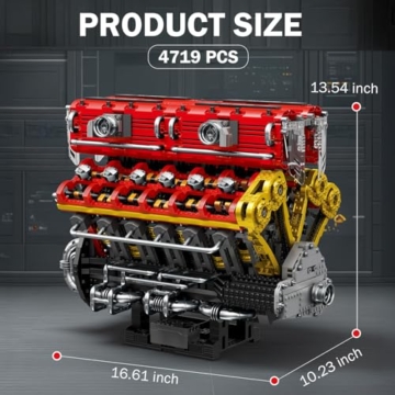 Reobrix V12 Motor Baustein Set für Erwachsene 33017 Sportwagen Motor Modellbausatz, Technic Elektromotor Modellbausatz mit Konstruktionsspielzeug, Geschenk für Erwachsene und Jugendliche - 5