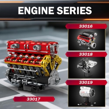 Reobrix V12 Motor Baustein Set für Erwachsene 33017 Sportwagen Motor Modellbausatz, Technic Elektromotor Modellbausatz mit Konstruktionsspielzeug, Geschenk für Erwachsene und Jugendliche - 7