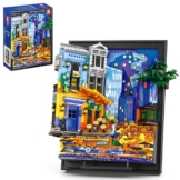 Reobrix Van Gogh Art Licht Klemmbausteine Set für Erwachsene - Nachthimmel Café 66702, 3D Gemälderahmen Modell Set für Wandkunst Raumdeko, Wandbehang oder Freistehend, Geschenke ab14+ (2678 Teile) - 1