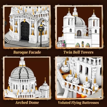 Reobrix Venedig Kirchen Baustein Set für Erwachsene mit Beleuchtung, 55014 Venedig Architektur Modell der Kirche Santa Maria Della Salute, Sammlerstück und Bauspielzeug für Erwachsene (4270 Teile) - 4