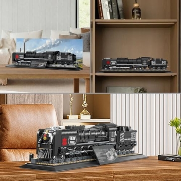 Reobrix Zug Baustein Modell 66801, Sammlerstück Dampflokomotive-Ausstellungsset, 1546 Teile Dampfmodell-Eisenbahn-Bausteine, Geschenkset für Jungen ab 14 Jahren und Erwachsene - 3