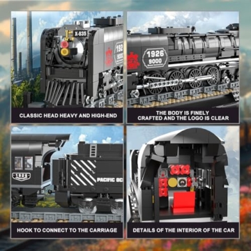 Reobrix Zug Baustein Modell 66801, Sammlerstück Dampflokomotive-Ausstellungsset, 1546 Teile Dampfmodell-Eisenbahn-Bausteine, Geschenkset für Jungen ab 14 Jahren und Erwachsene - 4