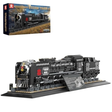Reobrix Zug Baustein Modell 66801, Sammlerstück Dampflokomotive-Ausstellungsset, 1546 Teile Dampfmodell-Eisenbahn-Bausteine, Geschenkset für Jungen ab 14 Jahren und Erwachsene - 1