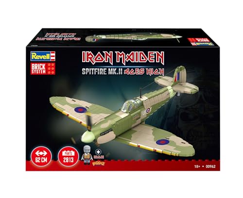 Revell Brick System Iron Maiden Spitfire MK.II Aces High | Klemmbaustein Set 1:18 mit 2802 Teilen | mit Eddie Pilot Figur, beweglichem Propeller & Cockpit | ab 18 Jahren - 10