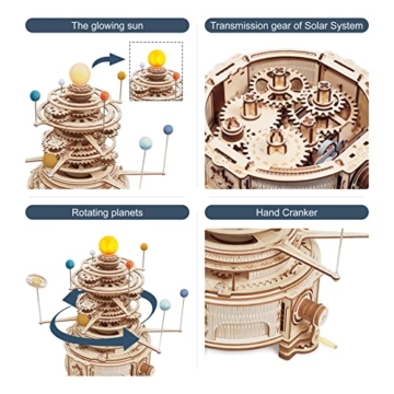 ROBOTIME 3D Holzpuzzle Sonnensystem Modellbausätze für Erwachsene zum Bauen Holz Puzzle Modellbausatz - 3