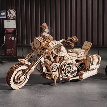 ROBOTIME 3D Motorrad Holzpuzzle für Erwachsene Holzmodelle Bausätze DIY bewegliches Fahrrad Fahrzeugmodell Mechanischer Holzbausatz Geburtstagsgeschenk - 2