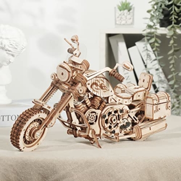 ROBOTIME 3D Motorrad Holzpuzzle für Erwachsene Holzmodelle Bausätze DIY bewegliches Fahrrad Fahrzeugmodell Mechanischer Holzbausatz Geburtstagsgeschenk - 7