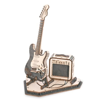ROKR 3D Puzzle Holz Holzmodelle Bausätze Erwachsene Holzpuzzle Gitarre Modell Musikinstrumente, Guitar - 1