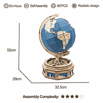 ROKR Globe Holzpuzzle Modellbausätze Puzzle 3D Bausatz Erwachsene - 5