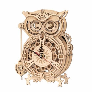 ROKR Owl Uhr Bausatz,3D Holzpuzzle für Erwachsene,Schreibtischdekoration Geschenk für Männer Frauen(LK503) - 1