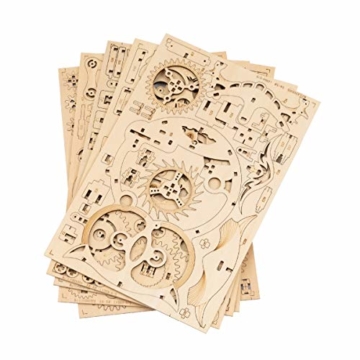 ROKR Owl Uhr Bausatz,3D Holzpuzzle für Erwachsene,Schreibtischdekoration Geschenk für Männer Frauen(LK503) - 5