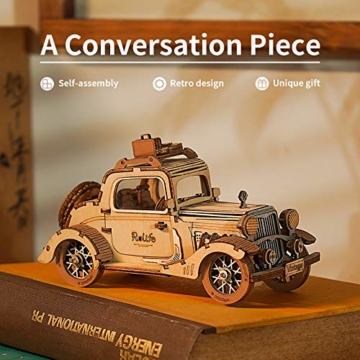 Rolife 3D Holzpuzzle Modellbau Car Holzbausatz für Erwachsene Teenager Oldtimer 164 Teilen, Vintage Car - 2