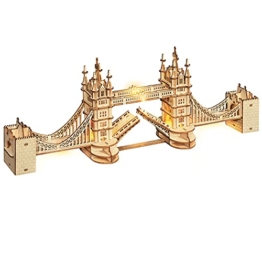 Rolife Holzpuzzle Erwachsene 3D Modellbau Holzbausatz für Erwachsene Teenager 113 Teilen, Tower Bridge - 1