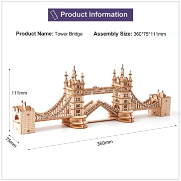 Rolife Holzpuzzle Erwachsene 3D Modellbau Holzbausatz für Erwachsene Teenager 113 Teilen, Tower Bridge - 6