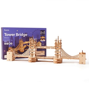 Rolife Holzpuzzle Erwachsene 3D Modellbau Holzbausatz für Erwachsene Teenager 113 Teilen, Tower Bridge - 7