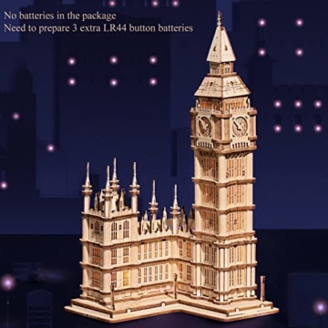Rolife Holzpuzzle Erwachsene 3D Modellbau Holzbausatz für Erwachsene Teenager 220 Teilen, Big Ben - 3