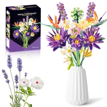 Rongmeiz Blumen Bausatz für Erwachsene, Botanisches Blumenstrauß DIY-Set mit 13 Künstliche Blumen – Kreativer Bastelset für Home Deko, Blumenstrauß Blöcke Bauspielzeug Frauen Kinder - 1