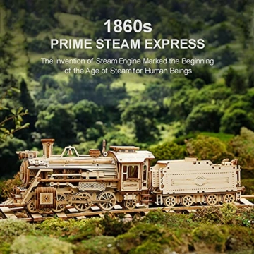 RoWood 3D Puzzle Dampflokomotive Modellbau aus Holz - DIY Holzpuzzle Modelleisenbahn Modellbausatz für Erwachsene und Kinder - Geschenke für Männer und Frauen - 2
