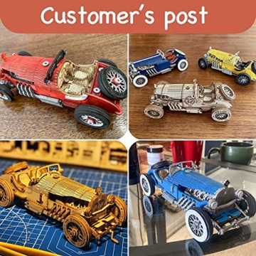 RoWood 3D Puzzle Rennwagen Modellbau Auto aus Holz - DIY Holzpuzzle Modellbausatz Basteln für Erwachsene und Kinder - Geschenke für Männer und Frauen - 2