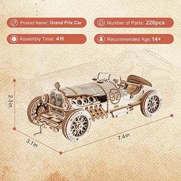 RoWood 3D Puzzle Rennwagen Modellbau Auto aus Holz - DIY Holzpuzzle Modellbausatz Basteln für Erwachsene und Kinder - Geschenke für Männer und Frauen - 3
