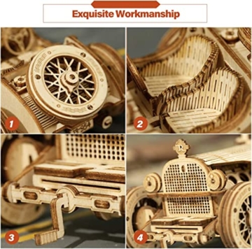 RoWood 3D Puzzle Rennwagen Modellbau Auto aus Holz - DIY Holzpuzzle Modellbausatz Basteln für Erwachsene und Kinder - Geschenke für Männer und Frauen - 4