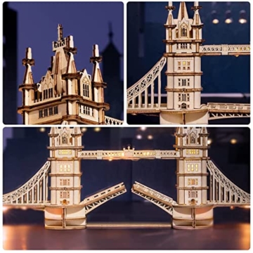 RoWood 3D Puzzle Tower Bridge Modellbau aus Holz - DIY Holzpuzzle Modellbausatz Bastelsets für Erwachsene - Handwerk Holzbausatz Geschenk zum Geburtstag/Weihnachten - 4