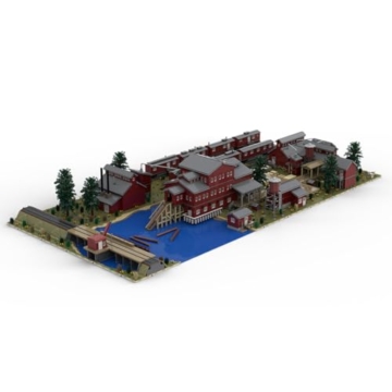 Sägewerk Power House Modul Bausteine Set, 3285 Teile Minifig Maßstab Eisenbahn Erweiterbares Zugmodell Modul für Schienen, DIY Klemmbausteine Modellbau für Erwachsene, MOC-189811 - 5
