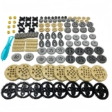 Siellmy Technik Ersatzteile Set, 120 Stück Technik Getriebe Zahnrad Zahnstange Technic Klemmbausteine Getriebe Zahnräder Differential Teile Steine Bausteine Bausatz - 1