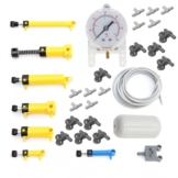Siellmy Technik Pneumatik Kit, 31pcs Technic Hydraulikteile Pneumatik Zylinder Ersatzteile Set mit Luftpumpe Schalter Schlauch Luftdruckmesser Gastank, Kompatibel mit Große Marke - 1