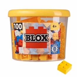 Simba 104114110 - Blox, 100 gelbe Bausteine für Kinder ab 3 Jahren, 4er Steine, inklusive Dose, hohe Qualität, vollkompatibel mit vielen anderen Herstellern - 1