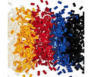 Simba 104114200 - Blox 700 Bausteine für Kinder ab 3 Jahren, 8er Steinebox mit Grundplatte, vollkompatibel, farblich gemischt, schwarz, rot, weiß, gelb, blau, 104114200 - 5