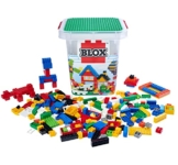 Simba 104114519 - Blox 500 Bausteine im Eimer, für Kinder ab 3 Jahren, Verschiedene Steine, 16 Fenster, 4 Türen, mit Grundplatte, vollkompatibel, farblich gemischt - 1