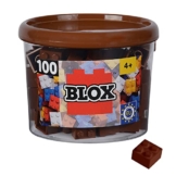 Simba 104114533 - Blox, 100 braune Bausteine für Kinder ab 3 Jahren, 4er Steine, in Dose, hohe Qualität, vollkompatibel mit vielen anderen Herstellern - 1