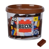 Simba 104114538 - Blox, 40 braune Bausteine für Kinder ab 3 Jahren, 8er Steine, in Dose, hohe Qualität, vollkompatibel mit vielen anderen Herstellern - 1