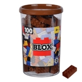 Simba 104114543 - Blox, 100 braune Bausteine für Kinder ab 3 Jahren, 8er Steine, in Dose, hohe Qualität, vollkompatibel mit vielen anderen Herstellern - 1