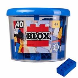 Simba 104118881 - Blox, 40 blaue Klemmbausteine für Kinder ab 3 Jahren, 8er Steine, inklusive Dose, hohe Qualität, vollkompatibel mit anderen Herstellern - 1