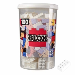 Simba 104118915 - Blox, 100 weiße Bausteine für Kinder ab 3 Jahren, 8er Steine, inklusive Dose, hohe Qualität, vollkompatibel mit vielen anderen Herstellern - 1