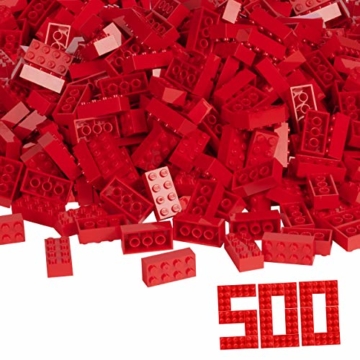 Simba 104118922 - Blox, 500 rote Bausteine für Kinder ab 3 Jahren, 8er Steine, im Karton, vollkompatibel mit vielen anderen Herstellern - 1
