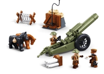 Sluban Historisches Militär-Bauset, Panzer 19,2 cm und Artilleriegeschütz 17,4 cm, mit Minifiguren und Zubehör, M38-B1295, Orange, Lila, Weiß, Gold - 2