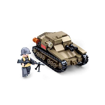 Sluban Klemmbausteine M38-B0709 SL95579, WWII - Leichter Ital. Panzer, Für Kinder ab 4 Jahren, (182 Teile) [B0709], Spielset , Klemmbausteine, Soldaten, mit Spielfigur, Army WWII - 4