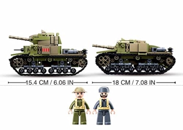 Sluban Klemmbausteine M38-B0711 SL95581, WWII - Mittlerer Ital. Panzer (463 Teile) B0711, Spielset , Klemmbausteine, Soldaten, mit Spielfigur, Army WWII - 2