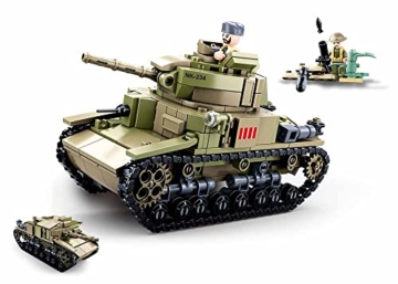 Sluban Klemmbausteine M38-B0711 SL95581, WWII - Mittlerer Ital. Panzer (463 Teile) B0711, Spielset , Klemmbausteine, Soldaten, mit Spielfigur, Army WWII - 1