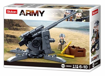 Sluban Klemmbausteine M38-B0852, WWII - Deutsche Flak Acht-Acht (115 Teile) [B0852], Spielset , Klemmbausteine, Soldaten, mit Spielfigur, Army WWII, bunt - 4